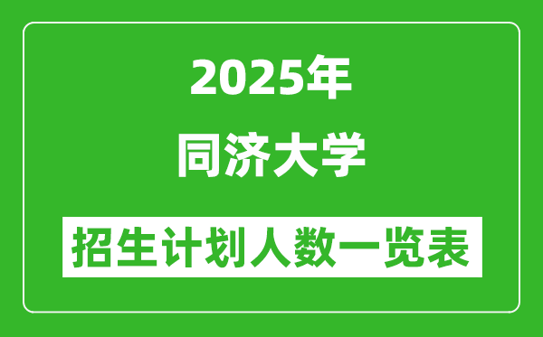 2025年同濟(jì)大學(xué)在各省招生計(jì)劃人數(shù)一覽表