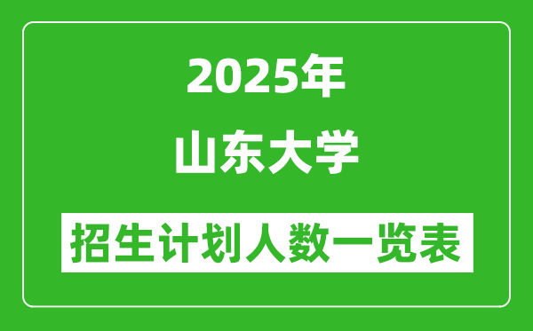 2025年山東大學(xué)在各省招生計(jì)劃人數(shù)一覽表
