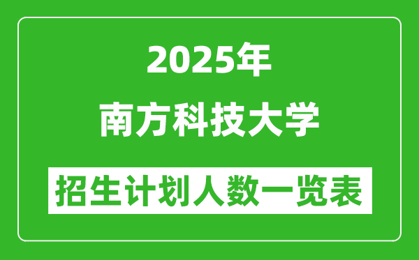 2025年南方科技大學(xué)在各省招生計(jì)劃人數(shù)一覽表