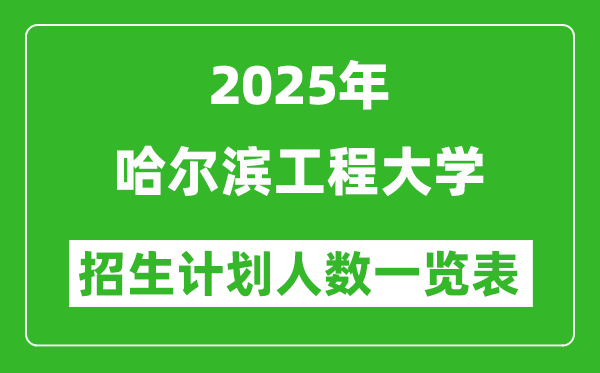 2025年哈爾濱工程大學在各省招生計劃人數(shù)一覽表