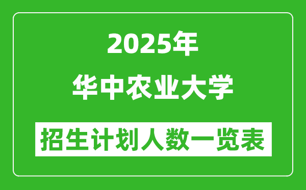 2025年華中農(nóng)業(yè)大學(xué)在各省招生計劃人數(shù)一覽表