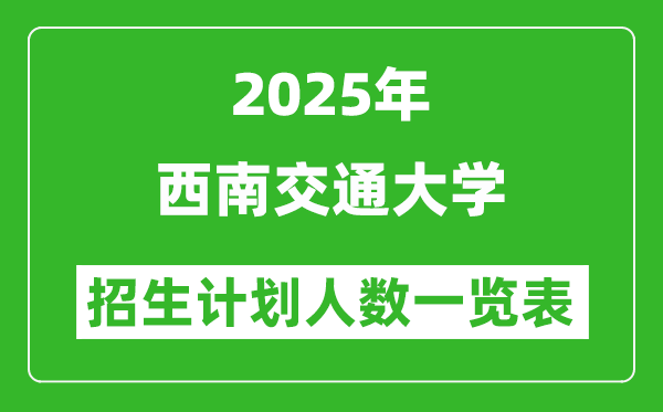 2025年西南交通大學(xué)在各省招生計(jì)劃人數(shù)一覽表