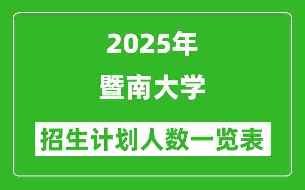 2025年暨南大學(xué)在各省招生計(jì)劃人數(shù)一覽表