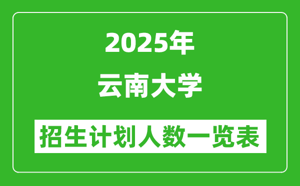 2025年云南大學(xué)在各省招生計劃人數(shù)一覽表