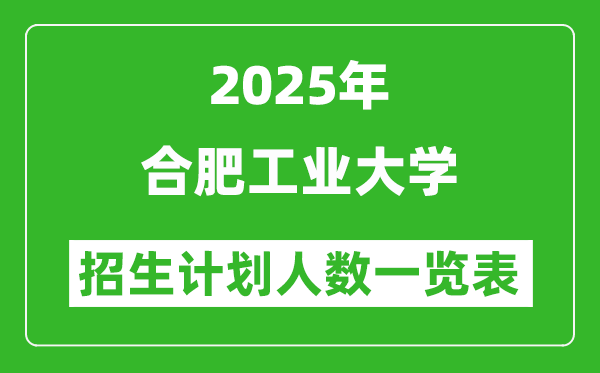 2025年合肥工業(yè)大學(xué)在各省招生計(jì)劃人數(shù)一覽表