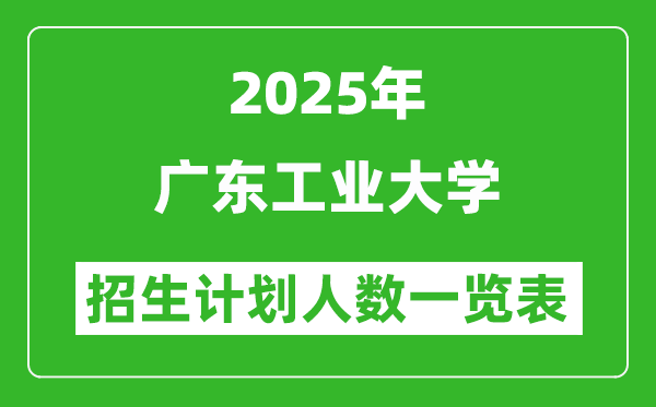 2025年廣東工業(yè)大學在各省招生計劃人數(shù)一覽表