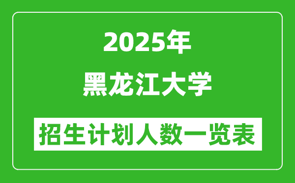 2025年黑龍江大學在各省招生計劃人數(shù)一覽表