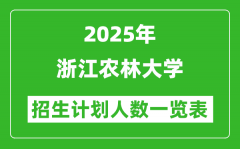 2025年浙江農(nóng)林大學在各省招生計劃人數(shù)一覽表
