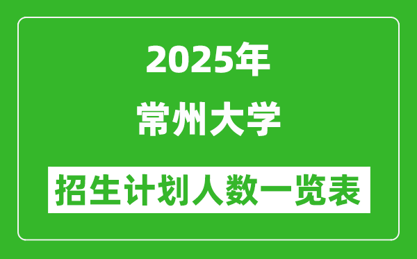 2025年常州大學(xué)在各省招生計劃人數(shù)一覽表