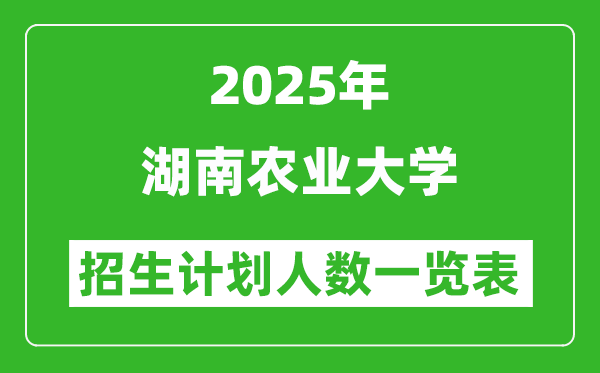 2025年湖南農(nóng)業(yè)大學(xué)在各省招生計劃人數(shù)一覽表