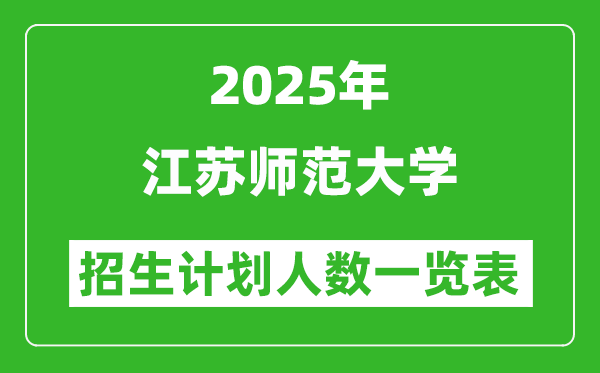 2025年江蘇師范大學(xué)在各省招生計劃人數(shù)一覽表