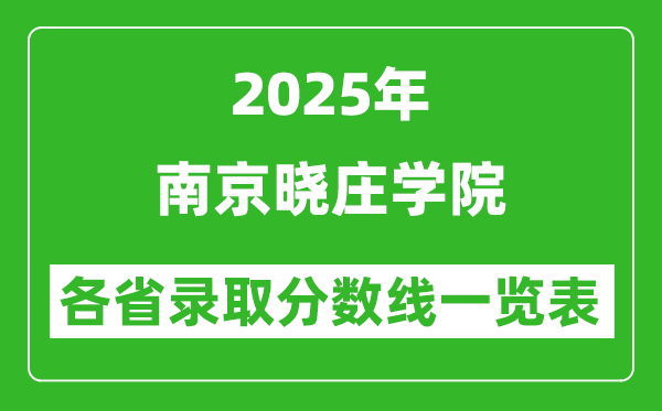 2025年南京曉莊學院各省錄取分數(shù)線一覽表(含2024年最低分)