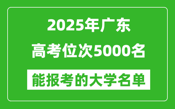 2025廣東高考位次5000名能報考什么大學(xué)?附能上大學(xué)名單