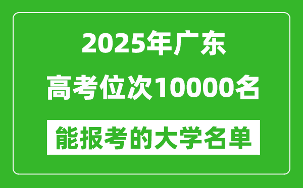 2025廣東高考位次10000名能報考什么大學(xué)？附能上大學(xué)名單