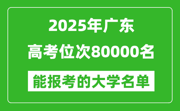 2025廣東高考位次80000名能報考什么大學？附能上大學名單