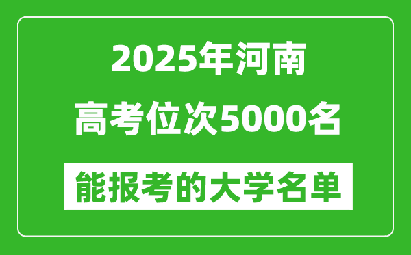 2025河南高考位次5000名能報(bào)考什么大學(xué)？附能上大學(xué)名單