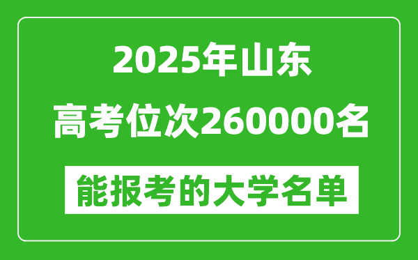 2025山東高考位次260000名能報考什么大學(xué)？附能上大學(xué)名單