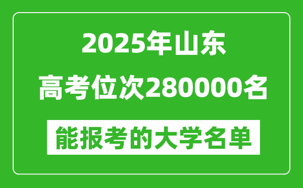 2025山東高考位次280000名能報(bào)考什么大學(xué)？附能上大學(xué)名單