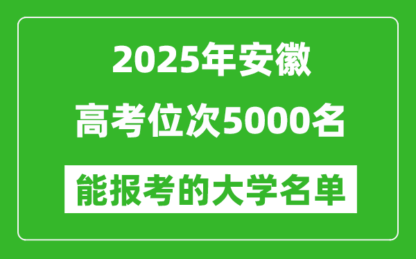 2025安徽高考位次5000名能報(bào)考什么大學(xué)？附能上大學(xué)名單