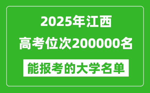 2025江西高考位次200000名能報(bào)考什么大學(xué)？附能上大學(xué)名單