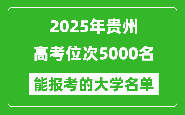 2025貴州高考位次5000名能報考什么大學(xué)？附能上大學(xué)名單