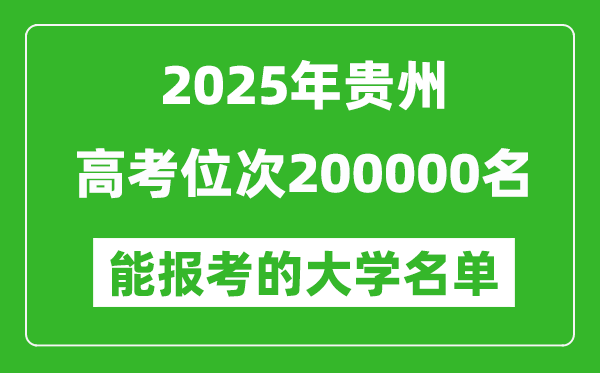 2025貴州高考位次200000名能報(bào)考什么大學(xué)？附能上大學(xué)名單