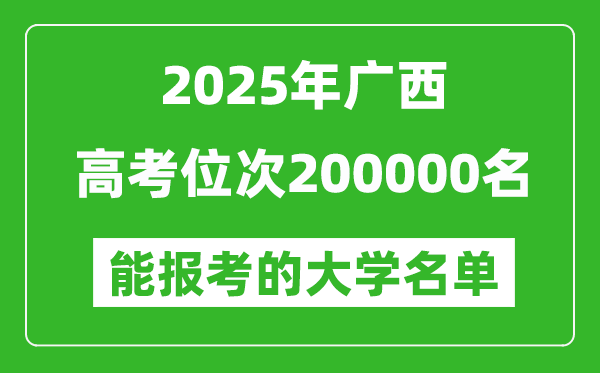 2025廣西高考位次200000名能報(bào)考什么大學(xué)?附能上大學(xué)名單