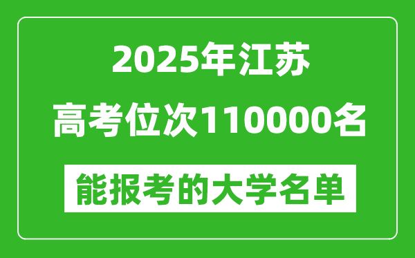 2025江蘇高考位次110000名能報考什么大學？附能上大學名單
