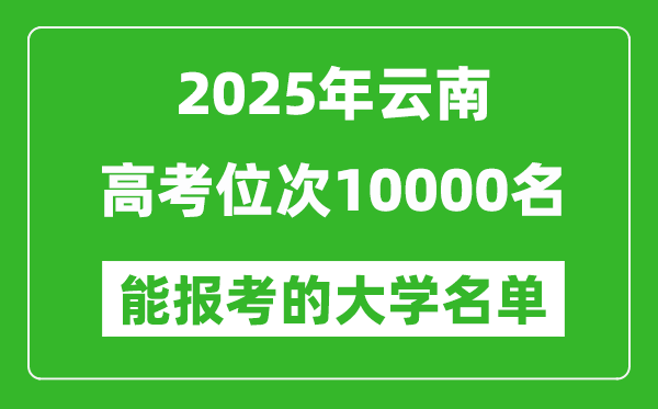 2025云南高考位次10000名能報(bào)考什么大學(xué)？附能上大學(xué)名單