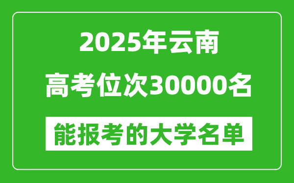2025云南高考位次30000名能報考什么大學(xué)？附能上大學(xué)名單