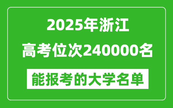 2025浙江高考位次240000名能報(bào)考什么大學(xué)?附能上大學(xué)名單