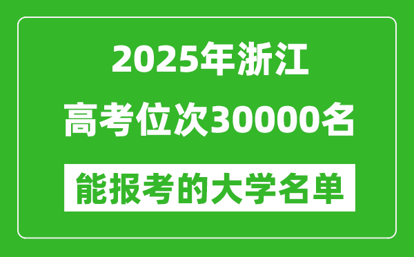 2025浙江高考位次30000名能報考什么大學？附能上大學名單
