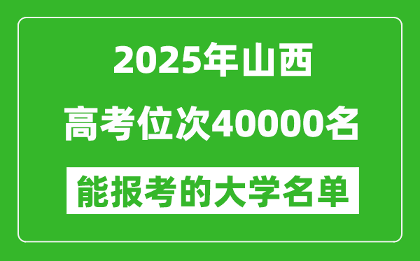 2025山西高考位次40000名能報(bào)考什么大學(xué)？附能上大學(xué)名單