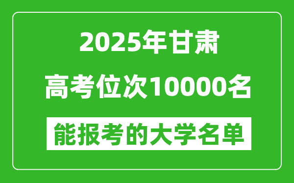 2025甘肅高考位次10000名能報考什么大學?附能上大學名單