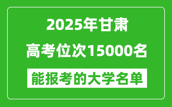 2025甘肅高考位次15000名能報考什么大學？附能上大學名單