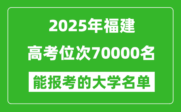 2025福建高考位次70000名能報考什么大學(xué)？附能上大學(xué)名單