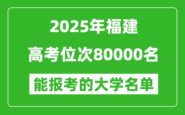 2025福建高考位次80000名能報(bào)考什么大學(xué)？附能上大學(xué)名單