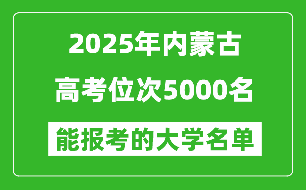 2025內(nèi)蒙古高考位次5000名能報考什么大學(xué)？附能上大學(xué)名單