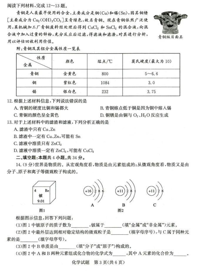 2025年山東中考化學(xué)試卷真題及答案解析