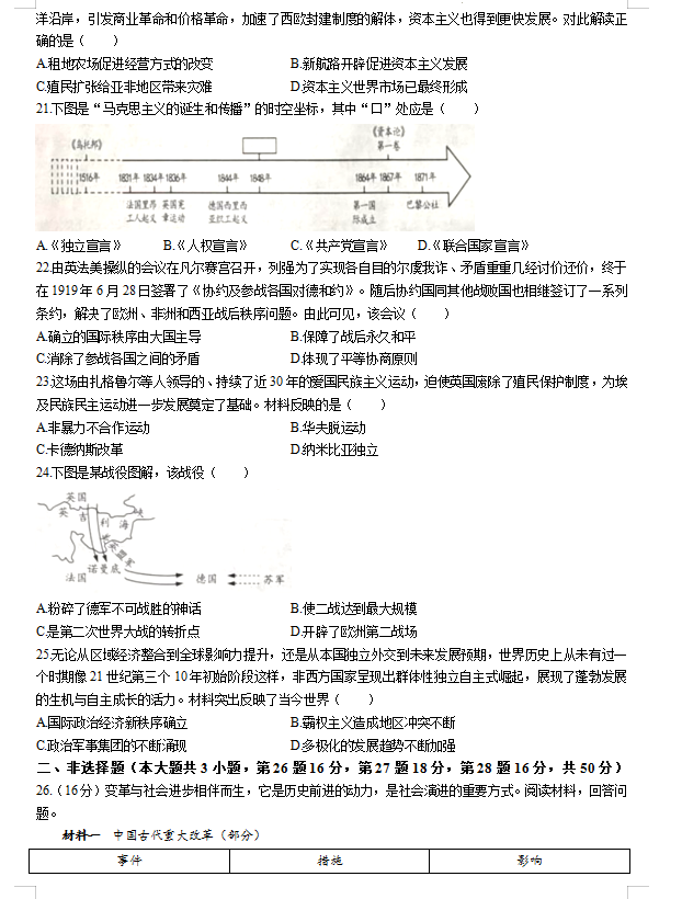 2025年山東中考?xì)v史試卷真題及答案解析