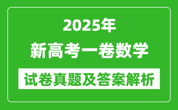 2025年新高考一卷數(shù)學(xué)試卷真題及答案解析(完整版)