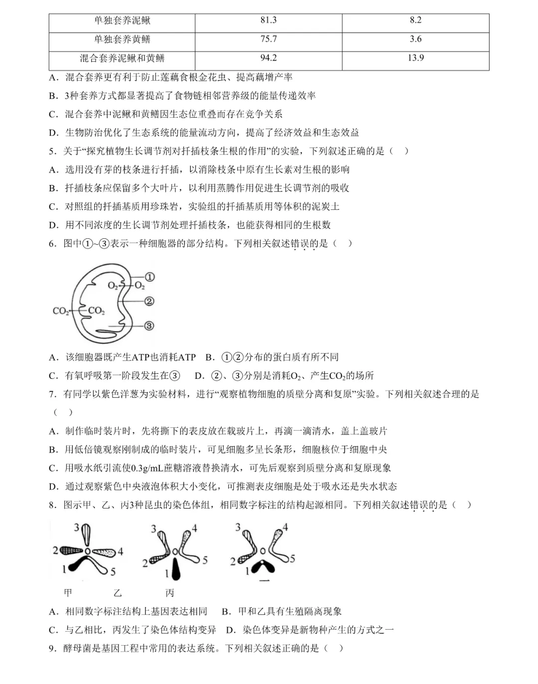 2025年江蘇高考生物試卷真題及答案解析(完整版)